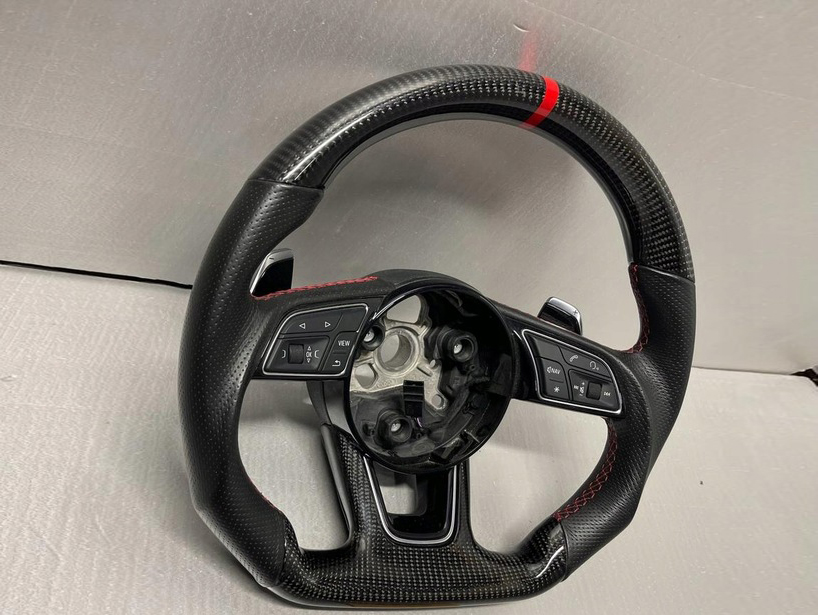 Audi A5 9F (2015–2019) Steering Wheel with Paddle Shifters Carbon Leather with Red Accents